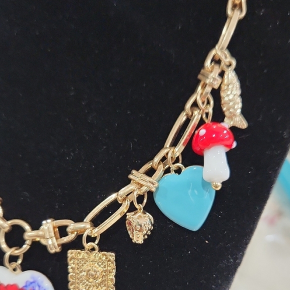 💙🔹️Atterri 🔹️Gold Charm 16" Cubic Zirconia Necklace with Colorful Accents ✨️ - Picture 5 of 7